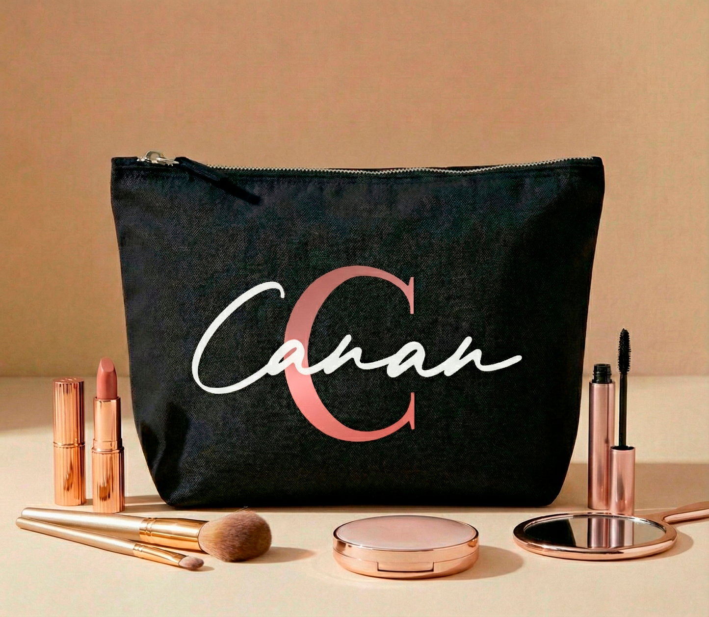Personalisierte Accessoires-Tasche | Kosmetik- & Kulturtasche mit Namen | In 3 Größen verfügbar mit Anfangsbuchstaben