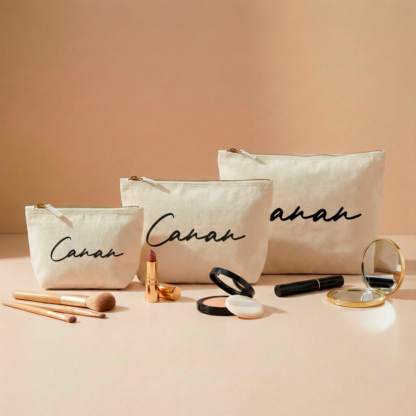 Personalisierte Accessoires-Tasche | Kosmetik- & Kulturtasche mit Namen | In 3 Größen verfügbar