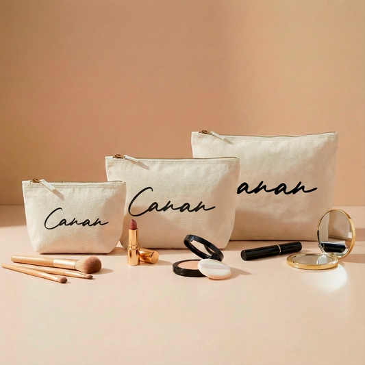 Personalisierte Accessoires-Tasche | Kosmetik- & Kulturtasche mit Namen | In 3 Größen verfügbar