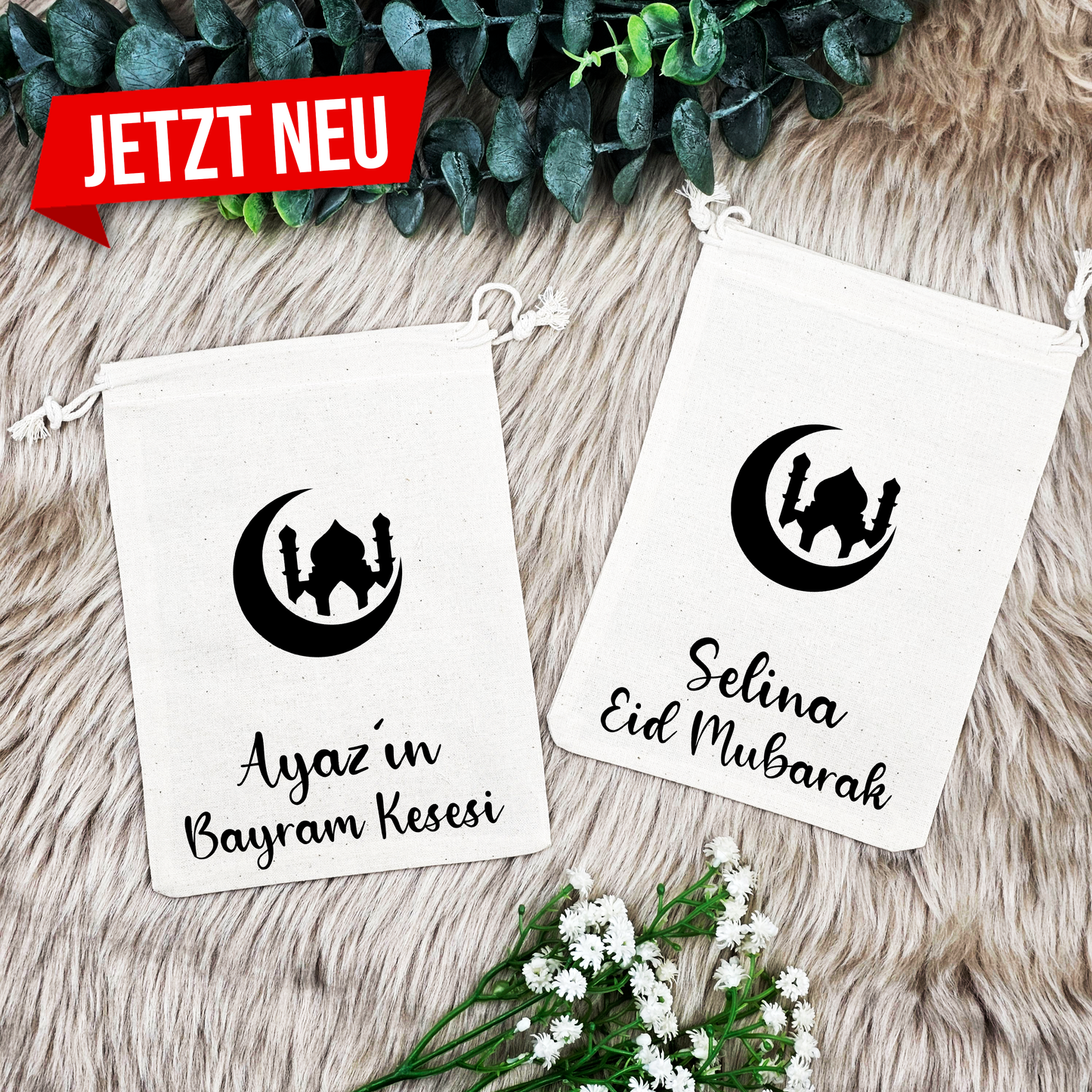 Bayram Kesesi / Eid Säckchen mit Namen – Personalisierbar (Eid Mubarak, Ramadan Geschenk)