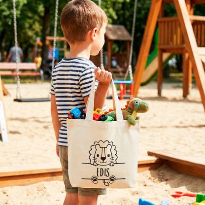 Personalisierte Mini Bag für die Kita | Wechselkleidung & Spielzeug | Tasche mit Namen & Tiermotiv