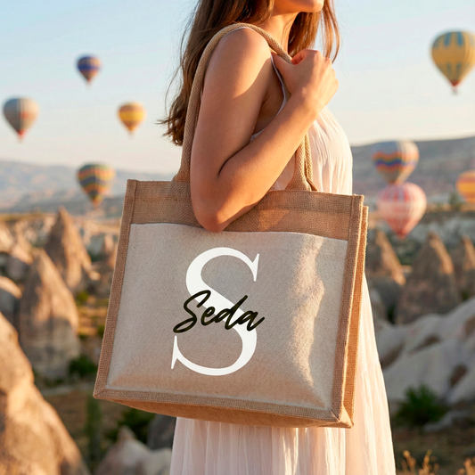 Personalisierte Jutetasche mit Namen | Stilvolle Alltagstasche & Shopper | Geschenkidee Modern & Zeitlos