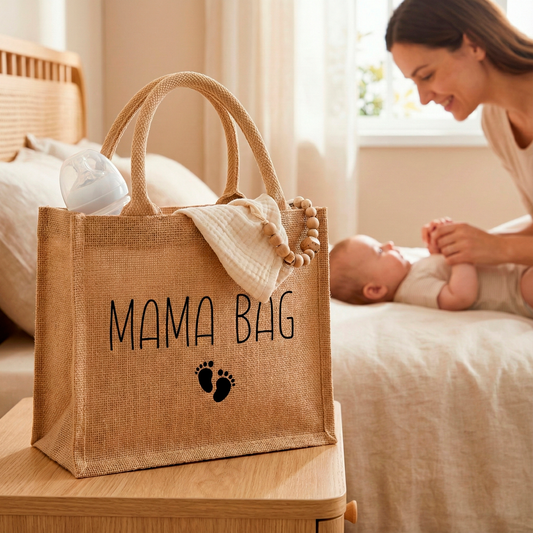 Jutetasche/Mama Bag | Stilvolle Alltagstasche & Shopper | Geschenkidee Modern & Zeitlos